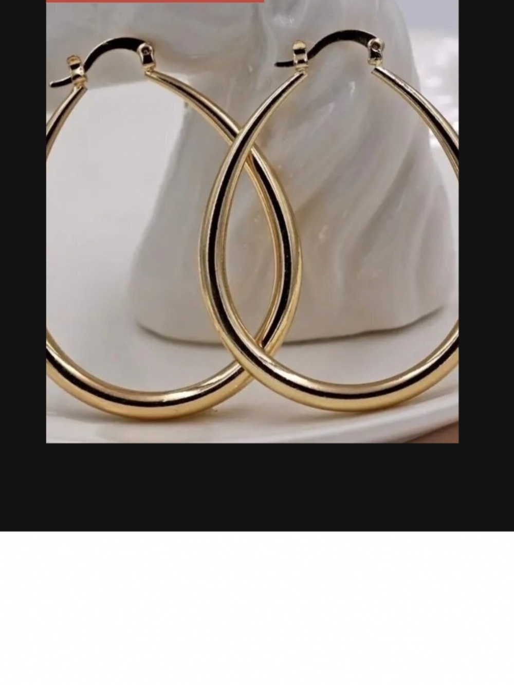 18k Gold Plated Lightweight Oval Hoop Earrings Everyday